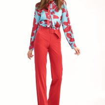 Czerwone spodnie z rozszerzaną nogawką SD61 Red – Nife