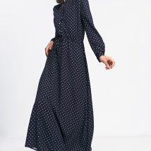 Sukienka Długa czarna sukienka w grochy S230 Black – Nife