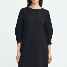 Sukienka z zakładkami na rękawach S258 Black – Nife