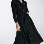 Sukienka lniana zapinana na napy S241 Black - Nife