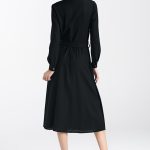 Sukienka lniana zapinana na napy S241 Black - Nife - obrazek 4