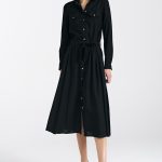 Sukienka lniana zapinana na napy S241 Black - Nife - obrazek 5