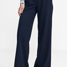 Spodnie z zakładkami, wide leg SD102 Navy – Nife