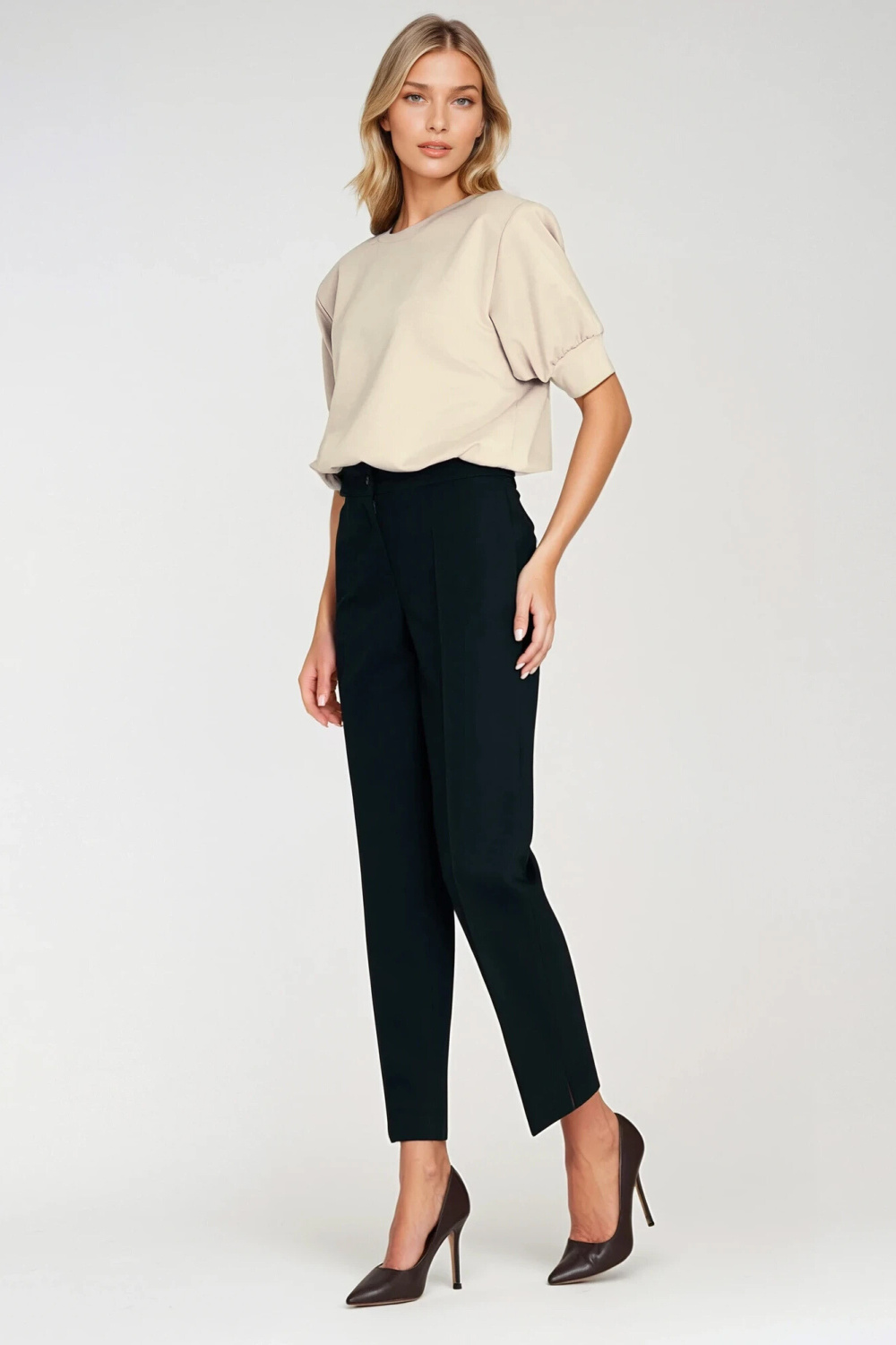 Bluza z krótkim rękawem BL12 Beige - Nife - obrazek 3