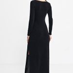 Sukienka maxi z łezką na dekolcie S261 Black - Nife - obrazek 4