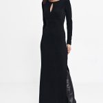 Sukienka maxi z łezką na dekolcie S261 Black - Nife - obrazek 5