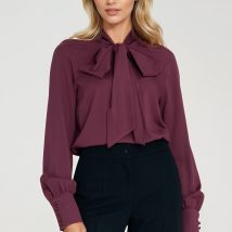 Wiskozowa bluzka z szarfą B204 Śliwka – Nife