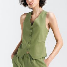 Kamizelka klasyczna lniana KA05 Green – Nife