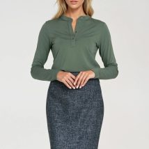 Bluzka polo ze stójką B195 Oliwka – Nife