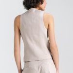 Kamizelka klasyczna lniana KA05 Beige - Nife - obrazek 4