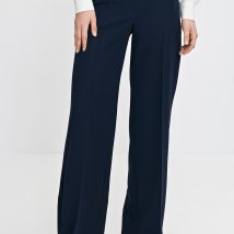 Spodnie wide leg z gumą w pasie SD113 Navy – Nife