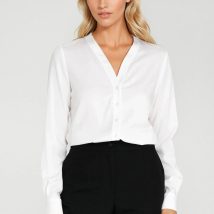 Bluzka z dekoltem w literę V B206 Ecru – Nife