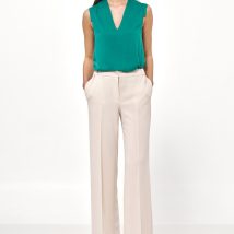 Spodnie Klasyczne beżowe spodnie z prostą nogawką SD77 Beige – Nife