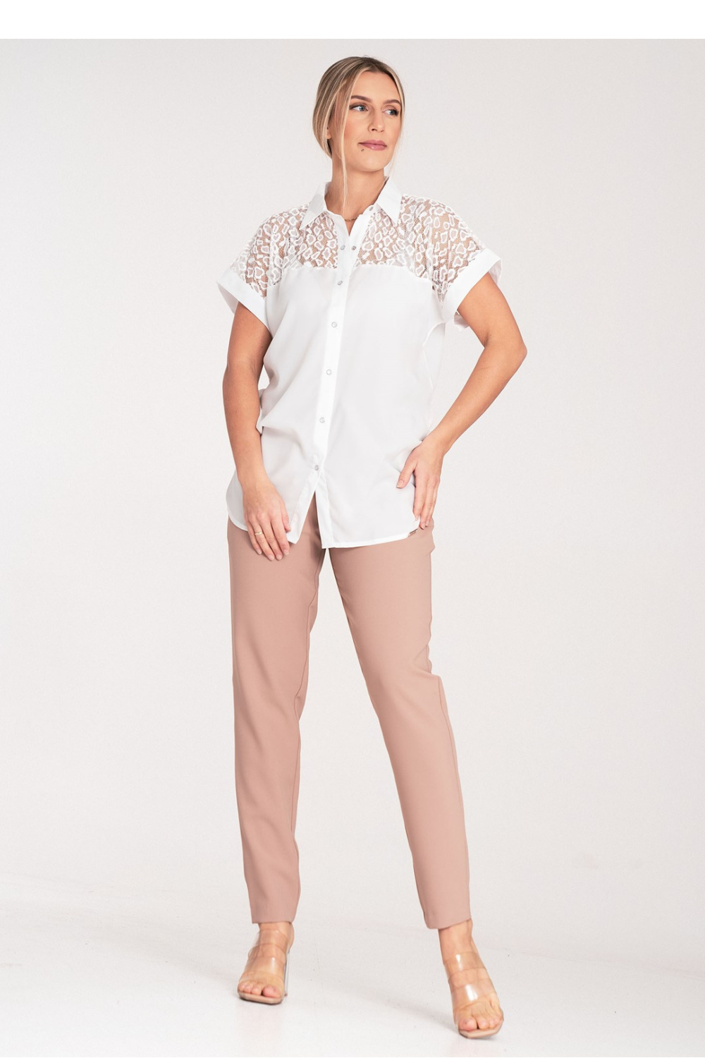 Koszula Damska Model M1073 Ecru - Figl - obrazek 3