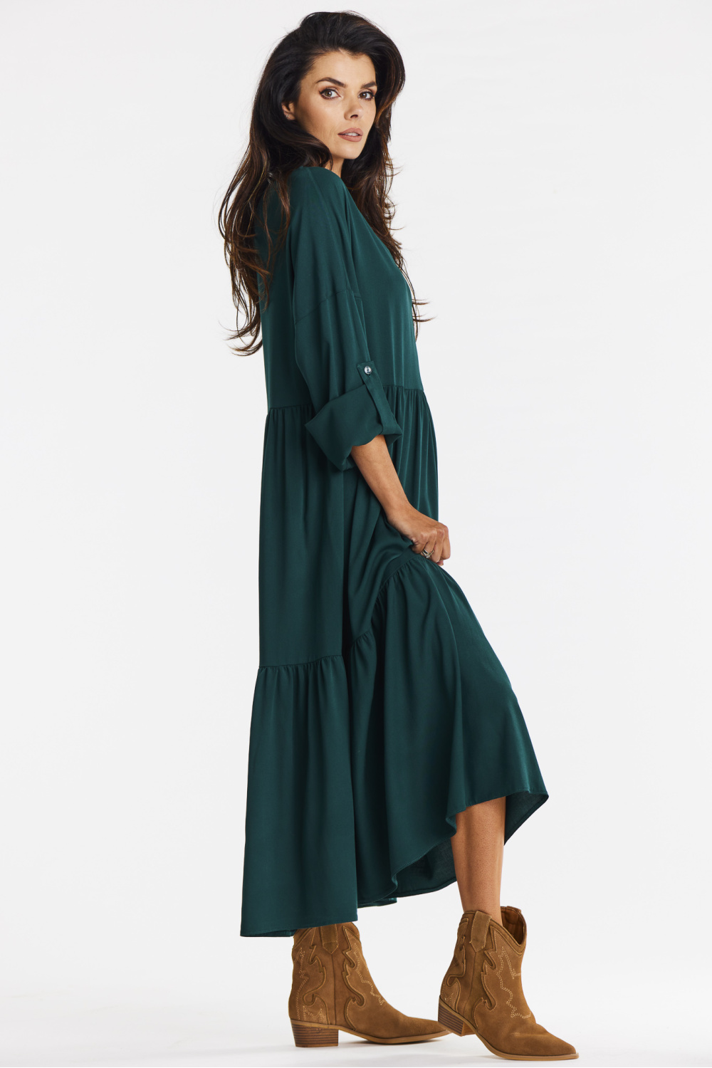 Sukienka Model A669 Bottle Green - awama - obrazek 5