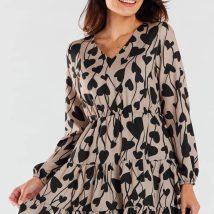 Sukienka Model A470 Beige/Black Hearts – awama