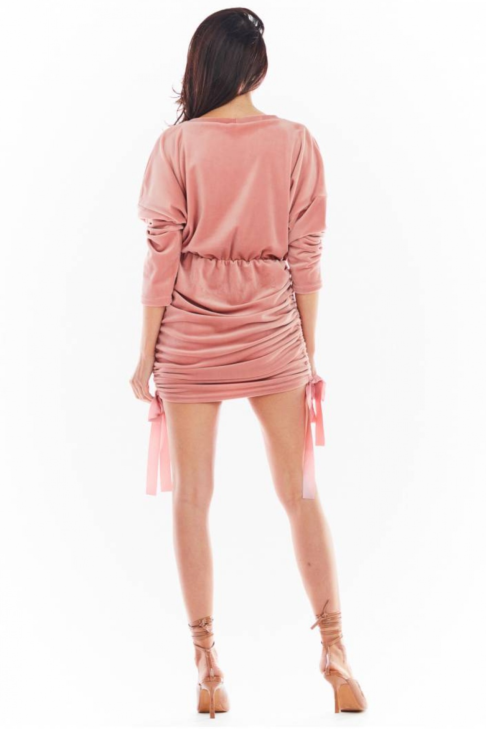 Sukienka Model A405 Welur Pink - awama - obrazek 4