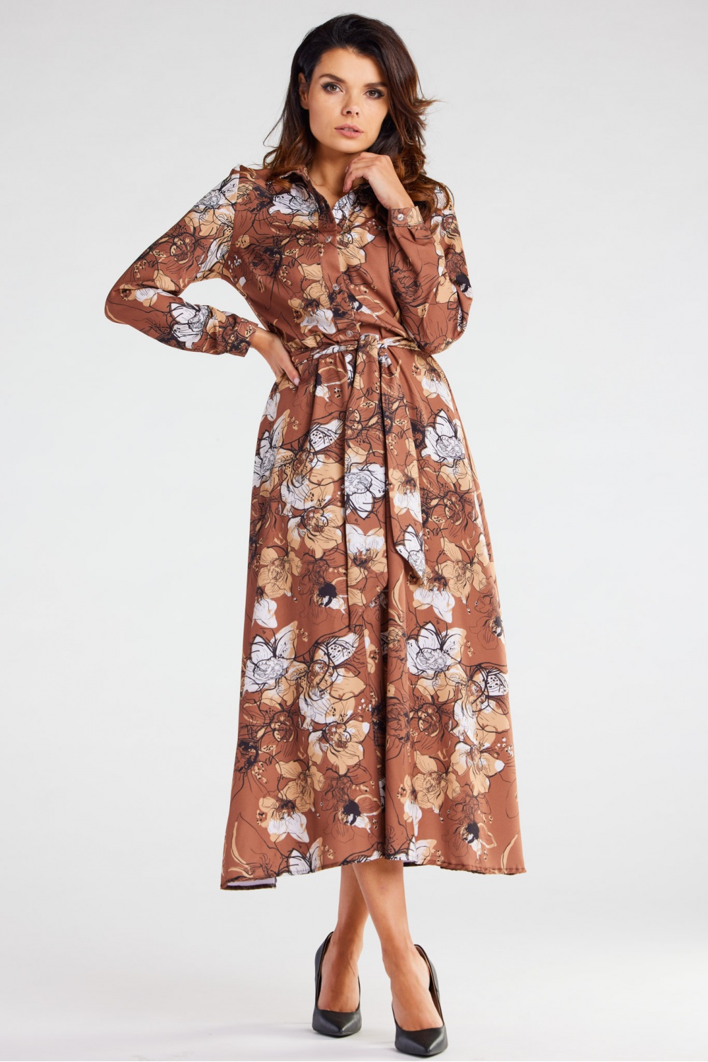 Sukienka Model A467 Brown Pattern - awama - obrazek 4