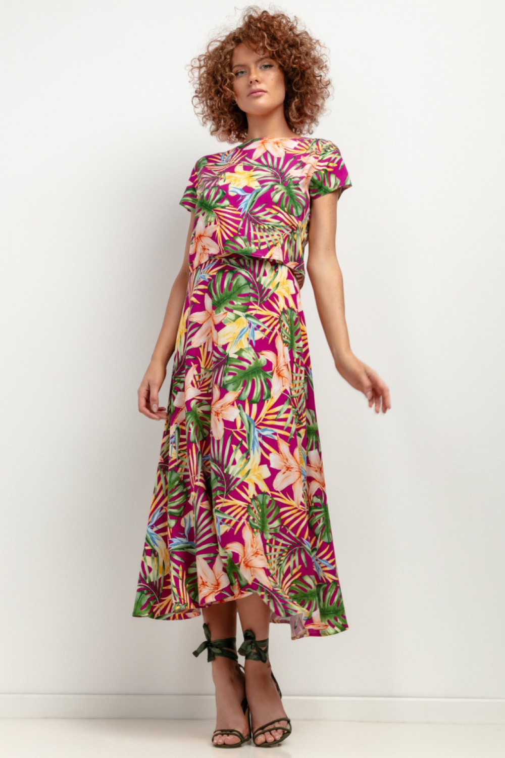 Spódnica Model T407 Liście na fioletowym tle - Tessita - obrazek 3