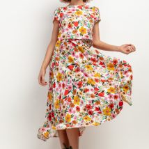 Spódnica Model T407 Kwiaty na białym tle – Tessita