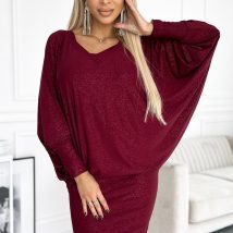 Sukienka Model 402-4 Bordo Brokat – Numoco