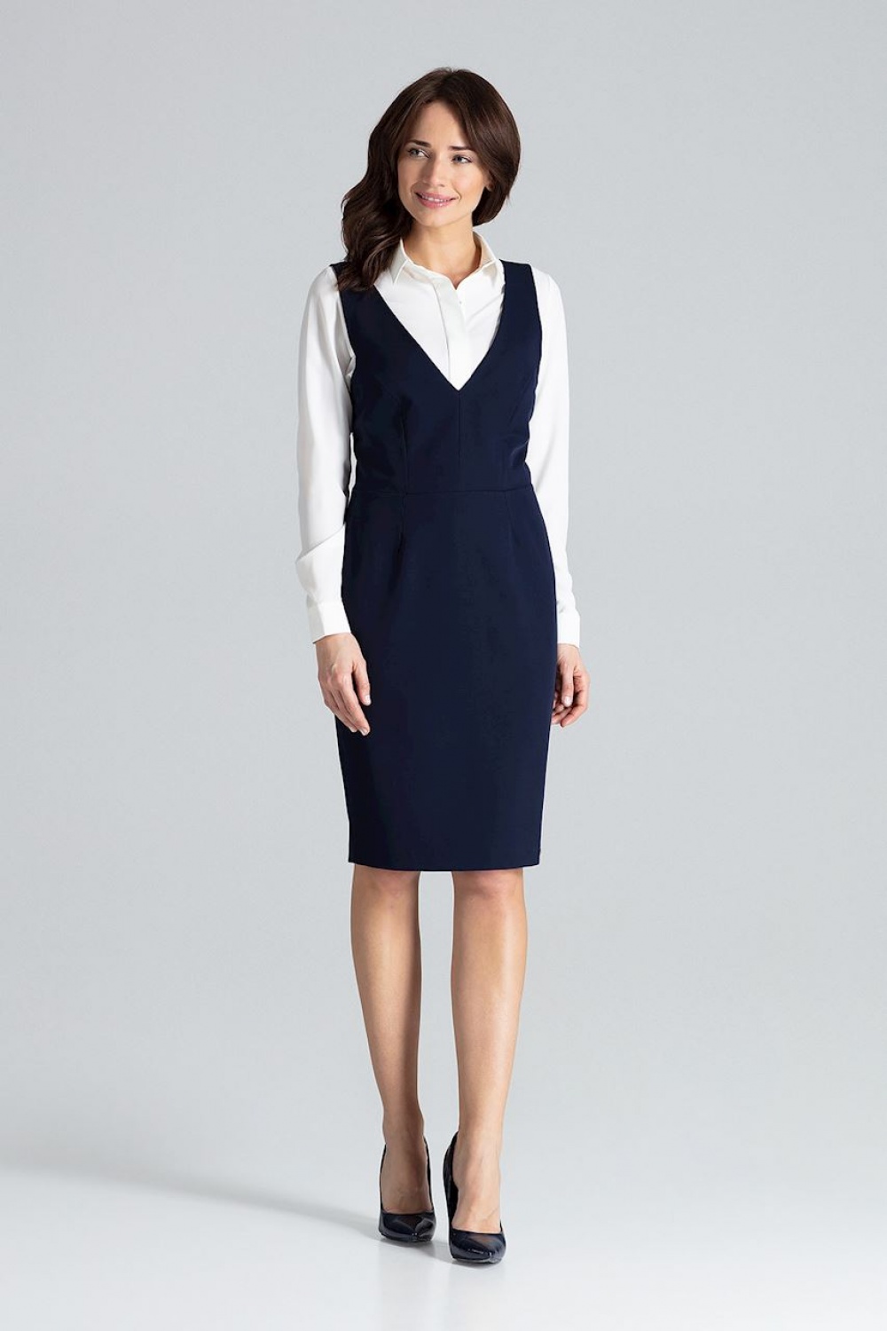 Sukienka Model L039 Navy - Lenitif - obrazek 3