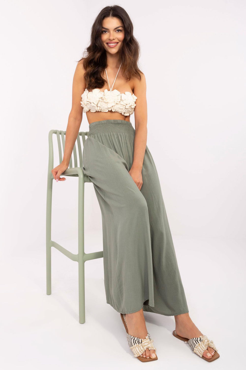 Spodnie Damskie Model TW-SP-BI-3069.94 Khaki - Och Bella - obrazek 3