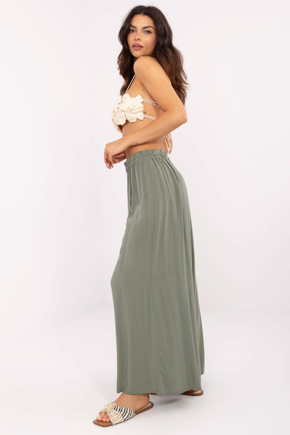 Spodnie Damskie Model TW-SP-BI-82353.39 Khaki - Och Bella - obrazek 4