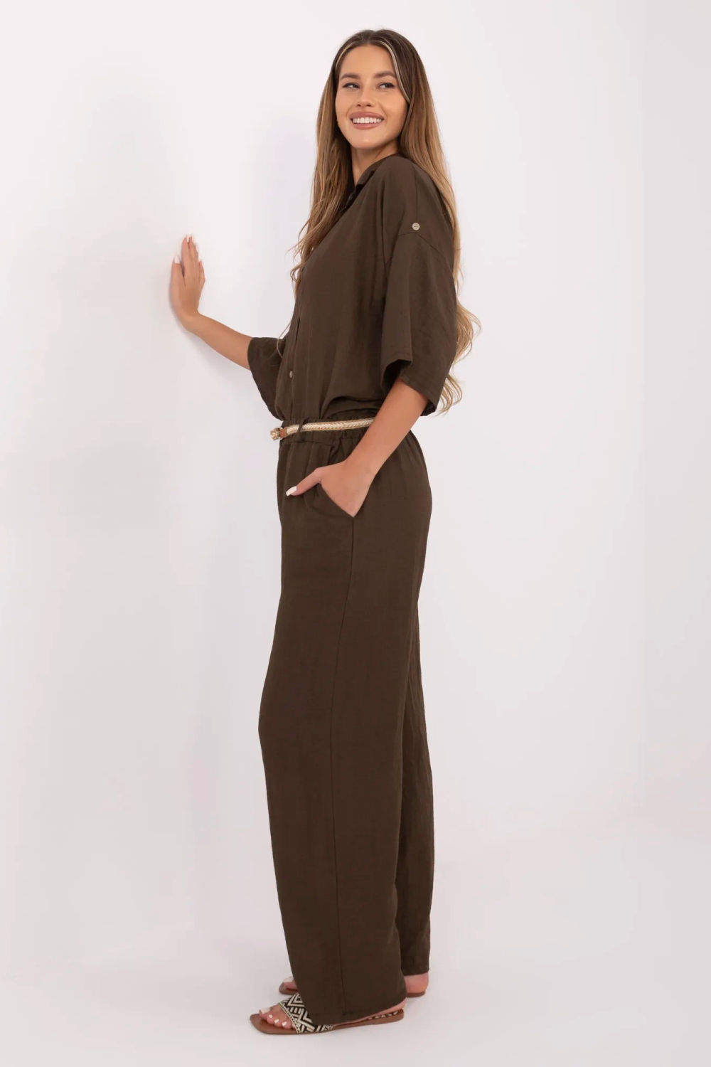 Spodnie Damskie Model MI-SP-6560.73P Dark Brown - Italy Moda - obrazek 3