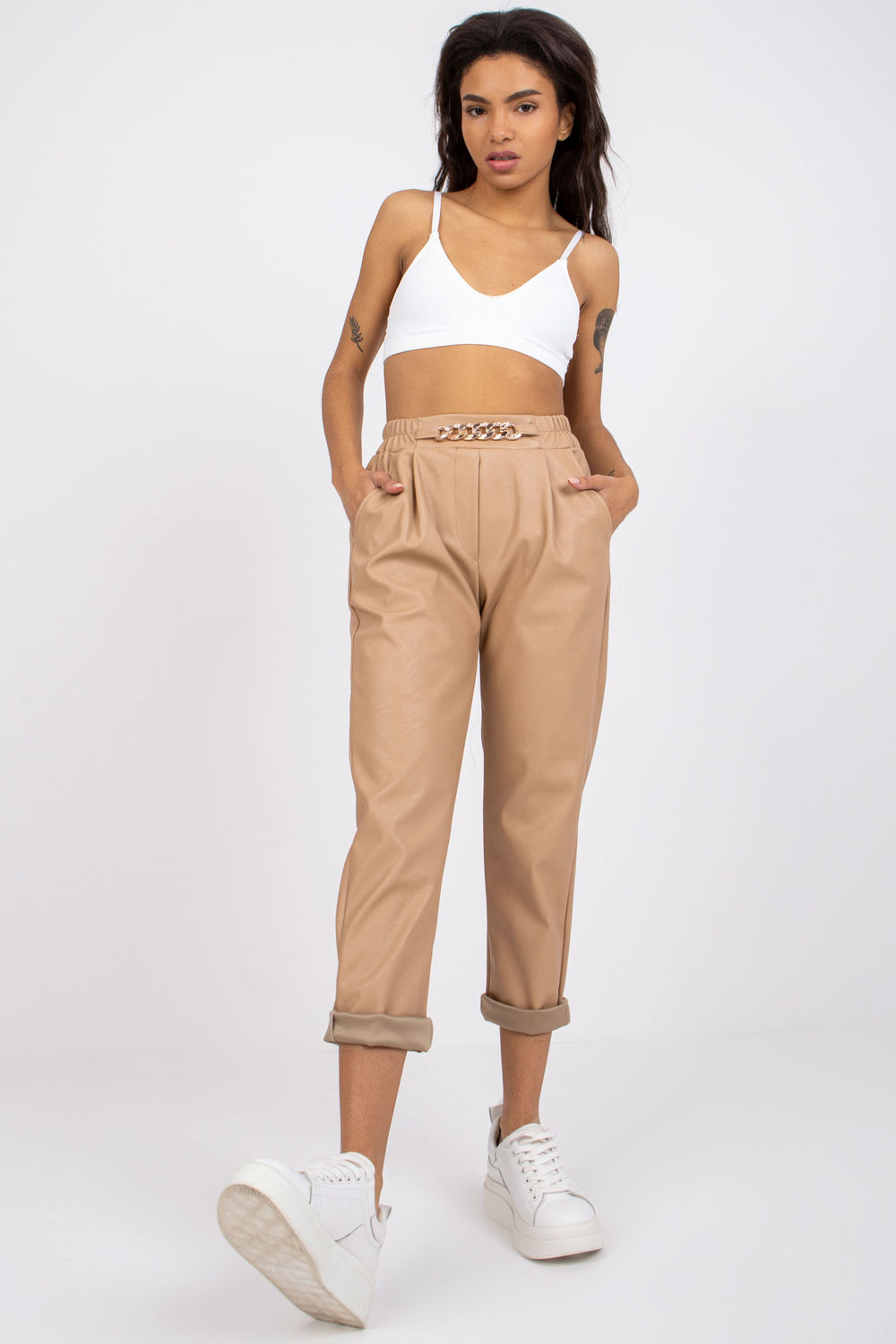 Spodnie Damskie Model DHJ-SP-5058.35P Beige - Italy Moda - obrazek 3