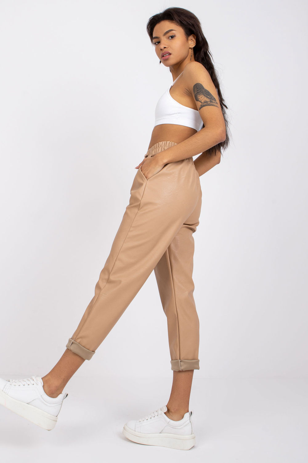 Spodnie Damskie Model DHJ-SP-5058.35P Beige - Italy Moda - obrazek 4