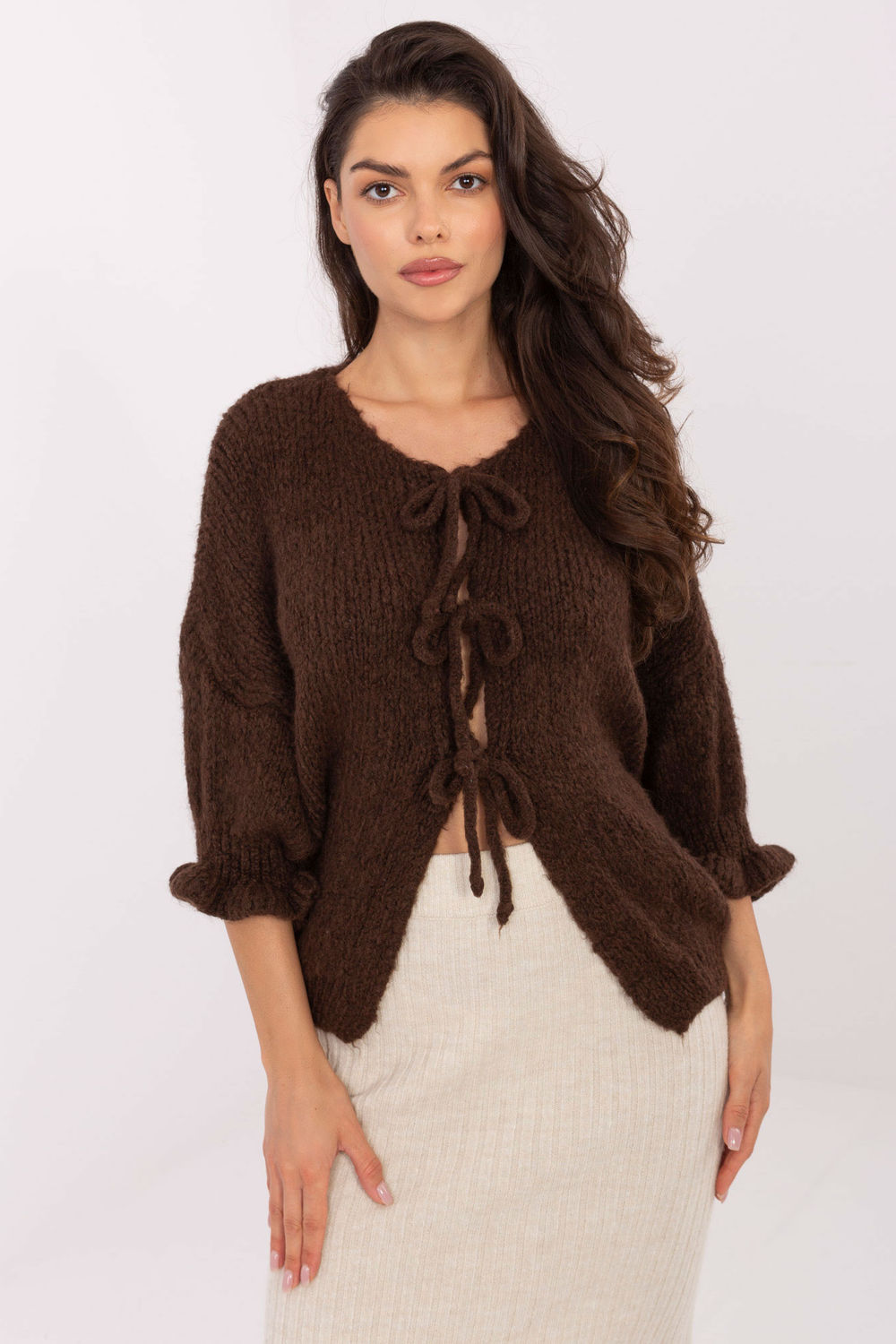 Sweter Damski Model MI-SW-2911.91 Brown - Italy Moda - obrazek 3