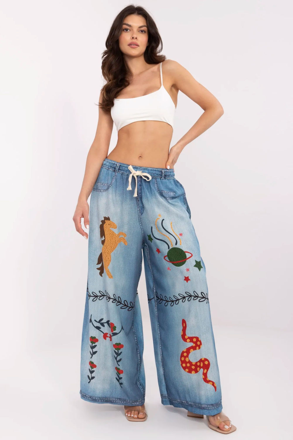 Spodnie Damskie Model DHJ-SP-19183-9.54 Blue - Italy Moda