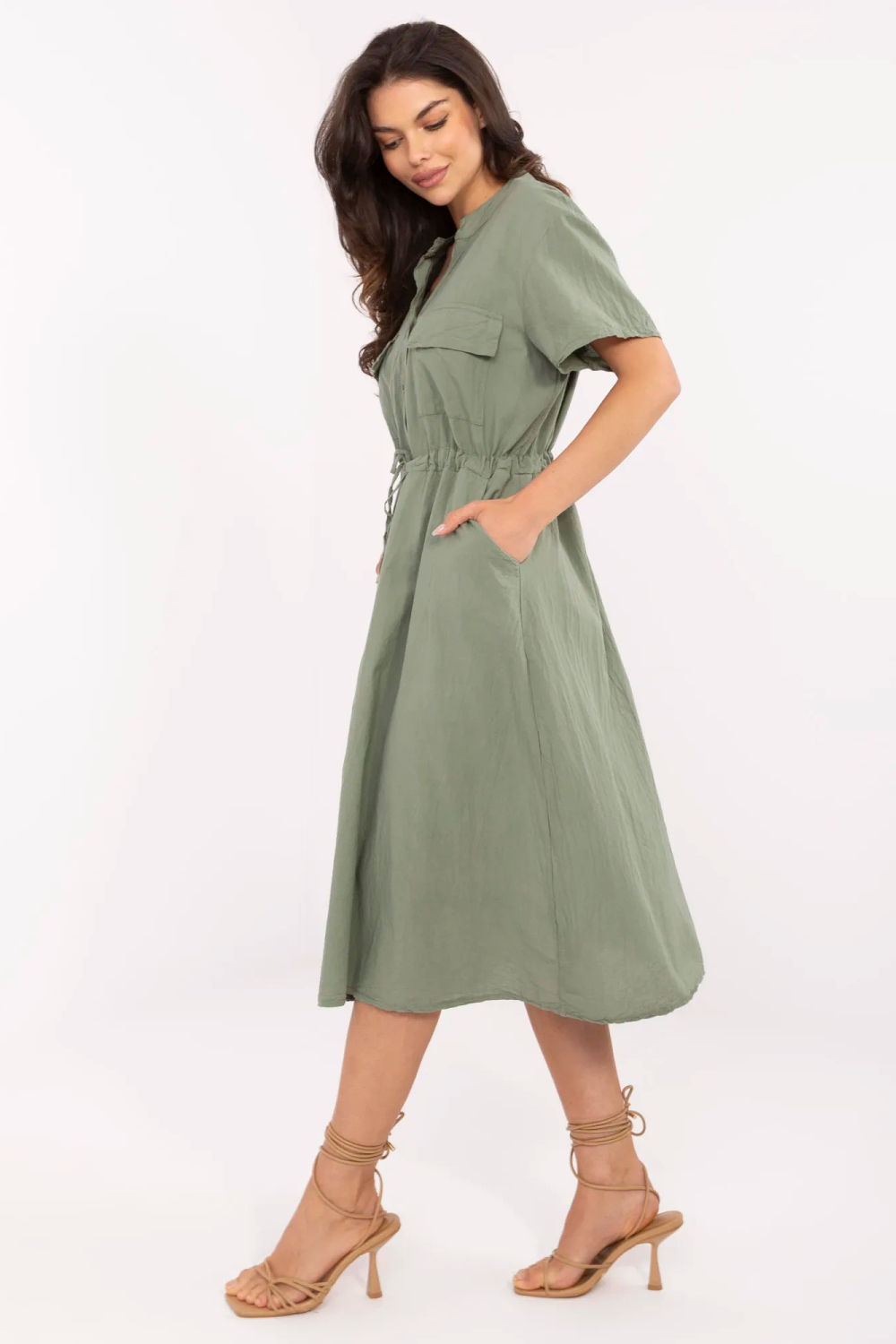 Sukienka Model MI-SK-109898.68 Khaki - Italy Moda - obrazek 3