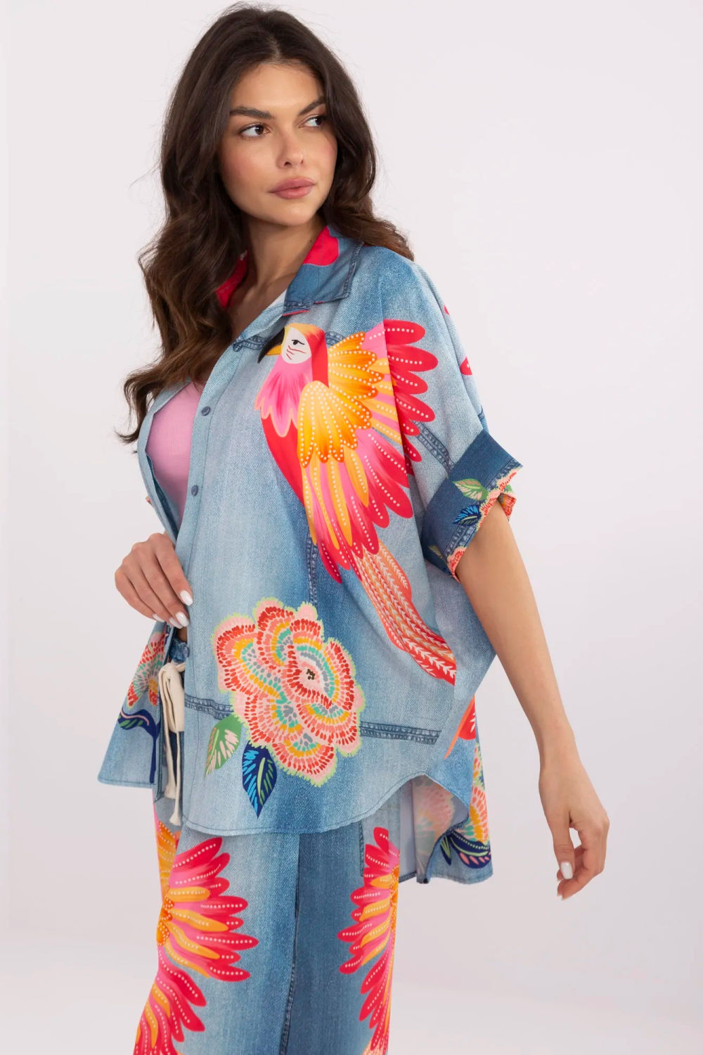 Koszula Damska Model DHJ-KS-19007-6.86 Blue - Italy Moda - obrazek 3