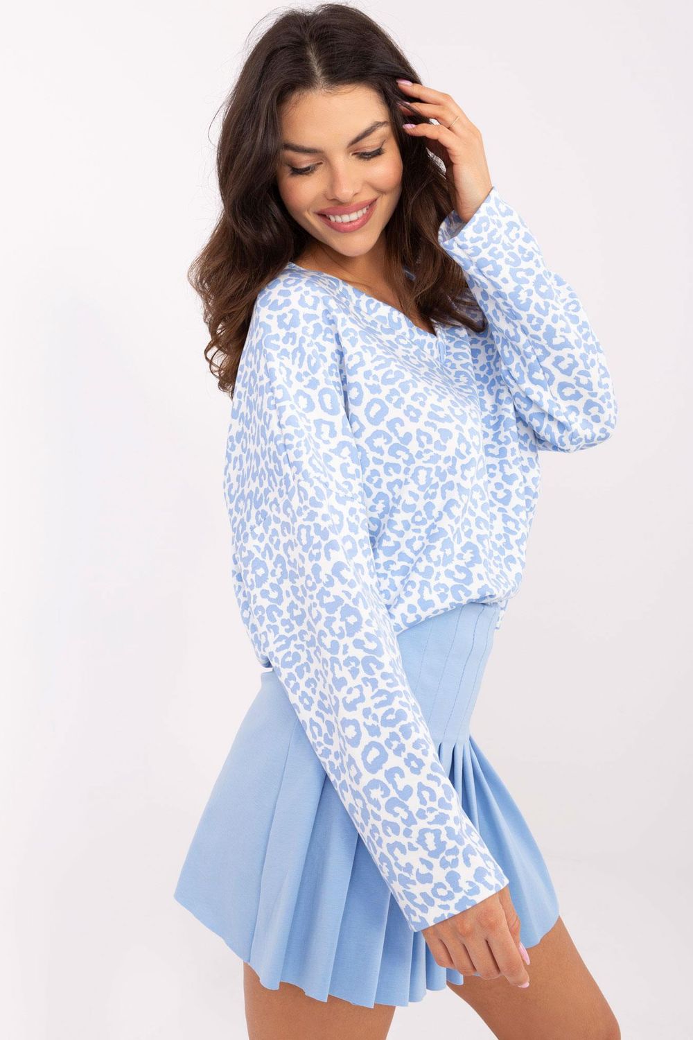 Bluzka Model MI-BZ-391739.34 White/Blue - Italy Moda - obrazek 3