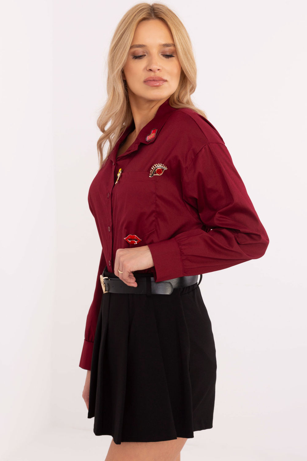 Koszula Damska Model DHJ-KS-9230.75P Bordo - Italy Moda - obrazek 3