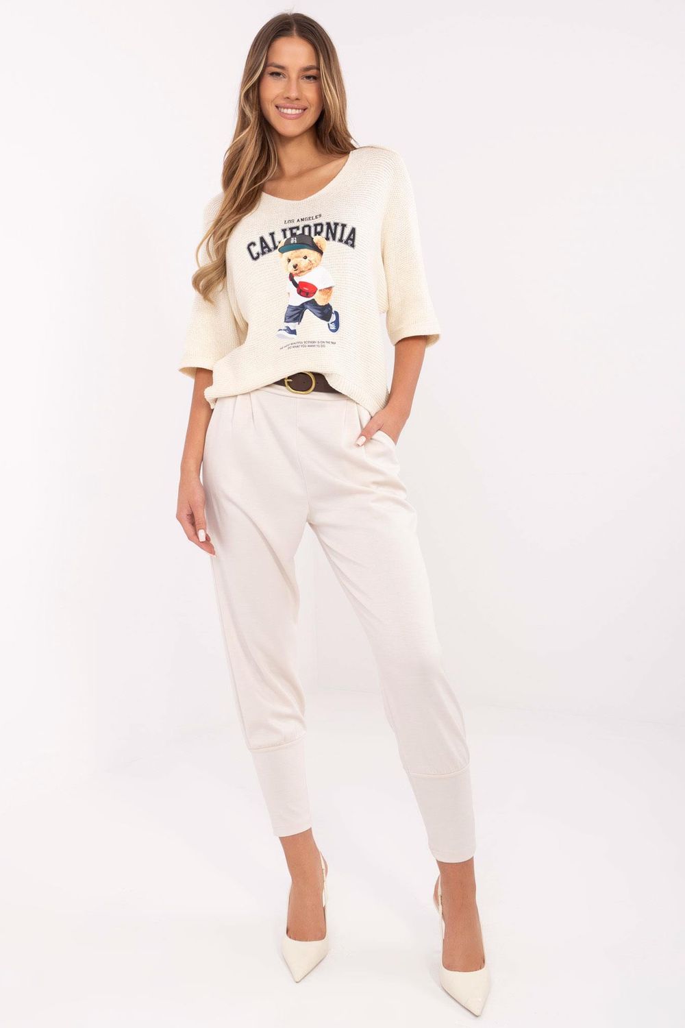 Spodnie Dresowe Model DHJ-SP-20316.16 Light Beige - Italy Moda