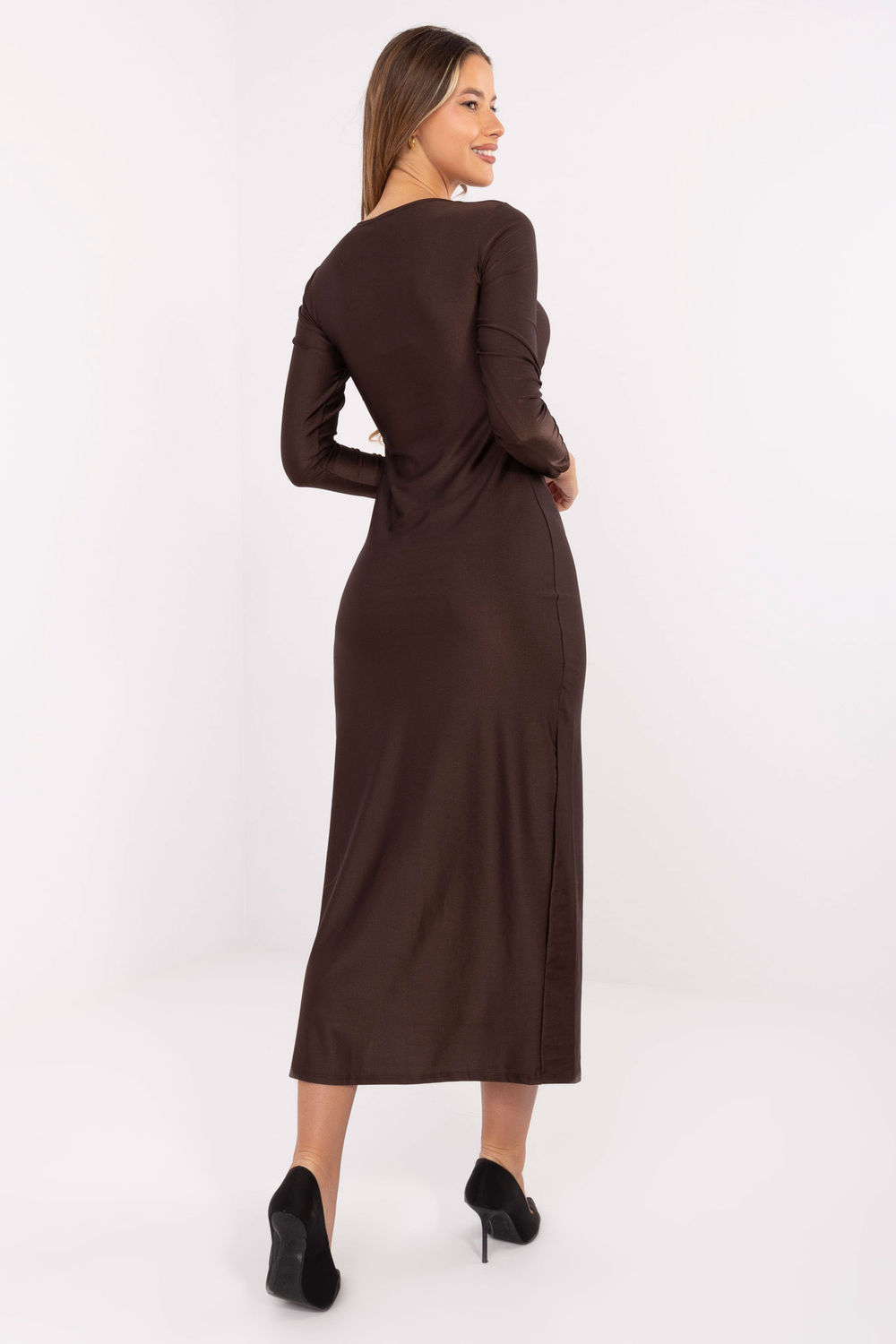 Sukienka Model IT-SK-21619.97 Dark Brown - Italy Moda - obrazek 4