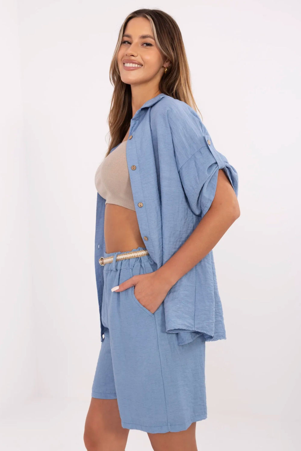 Szorty Damskie Model MI-SN-6620.72P Blue - Italy Moda - obrazek 3