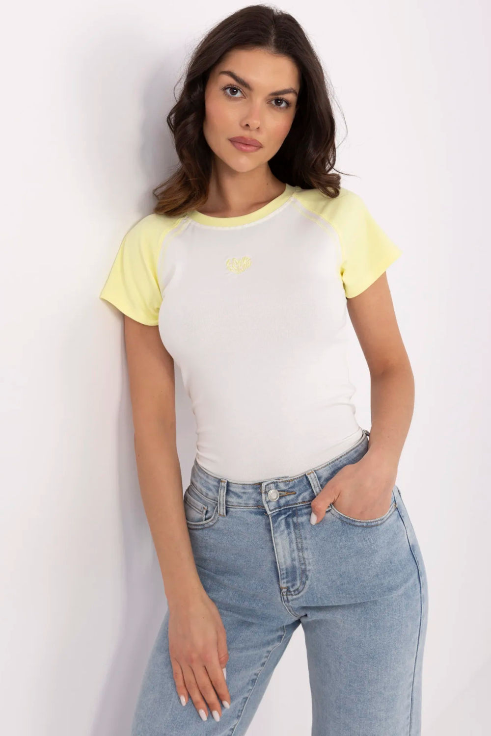 T-shirt Damski Model NM-TS-V7940.17 White/Yellow - NM