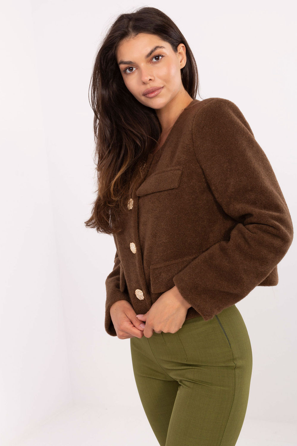 Żakiet Model IT-KR-FL9586.64 Brown - Rue Paris - obrazek 4