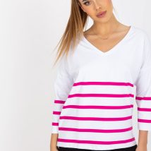 Bluzka Model RV-BZ-8008.63 White/Pink – Rue Paris