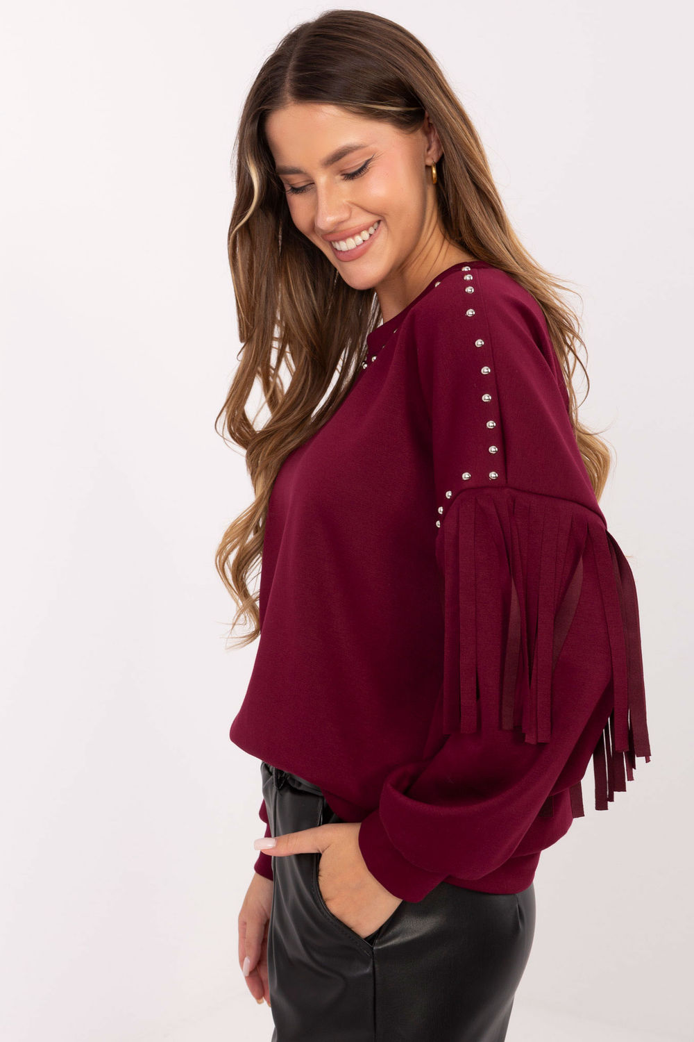 Bluza Damska Model IT-BL-21731.85 Bordo - Rue Paris - obrazek 3