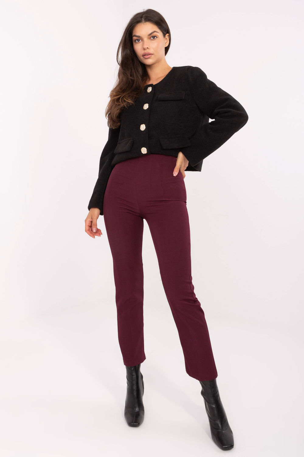Spodnie Damskie Model IT-SP-FL9069.00 Bordo - Rue Paris