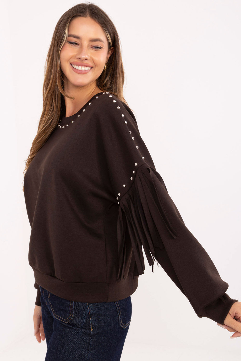 Bluza Damska Model IT-BL-21731.85 Dark Brown - Rue Paris - obrazek 3