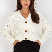 Sweter Kardigan Model LC-SW-8001.14P Ecru – Rue Paris