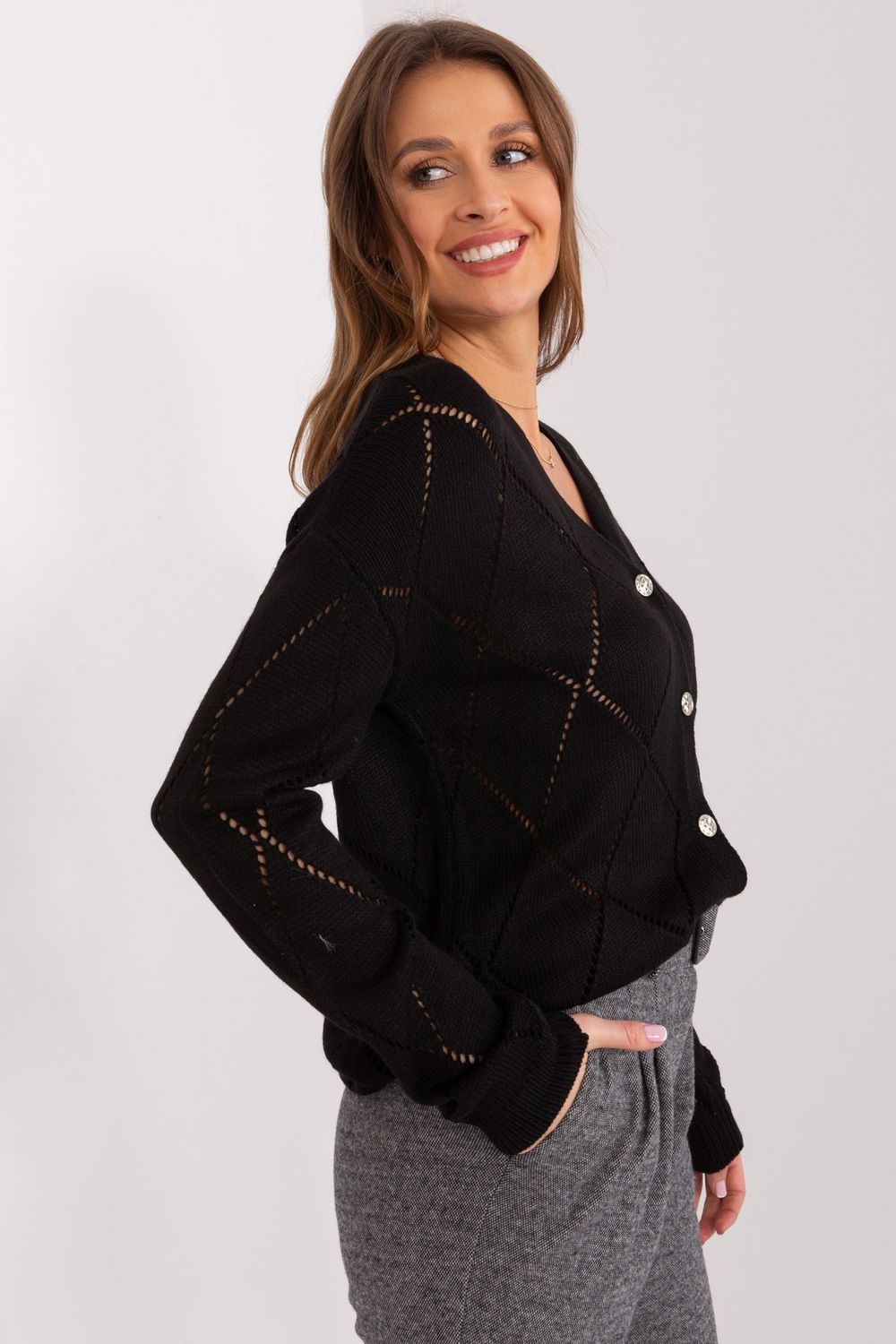 Sweter Damski Model LC-SW-A10-1.23X Black - Rue Paris - obrazek 3