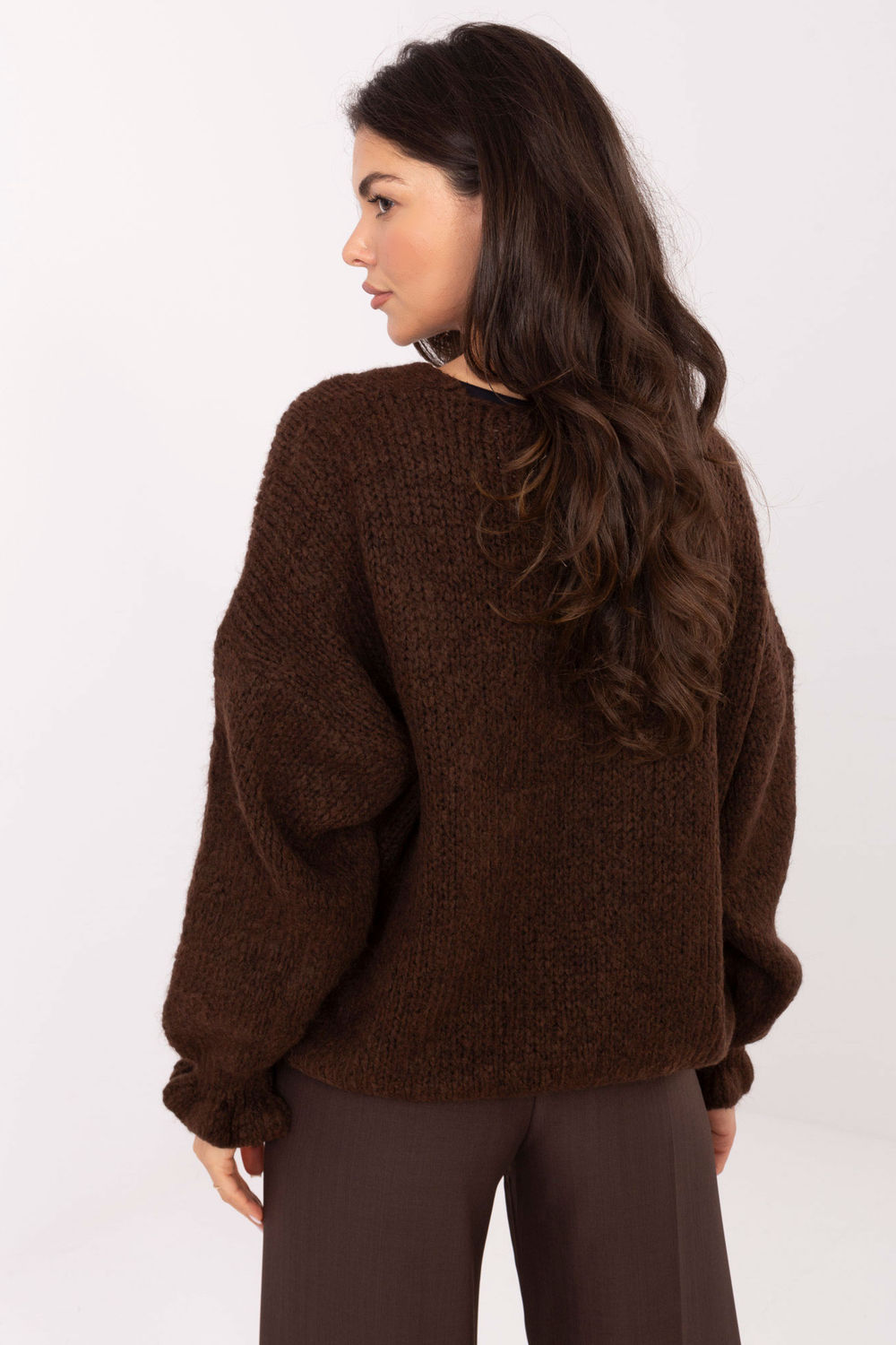 Sweter Kardigan Model MI-SW-0904.82 Dark Brown - Rue Paris - obrazek 4