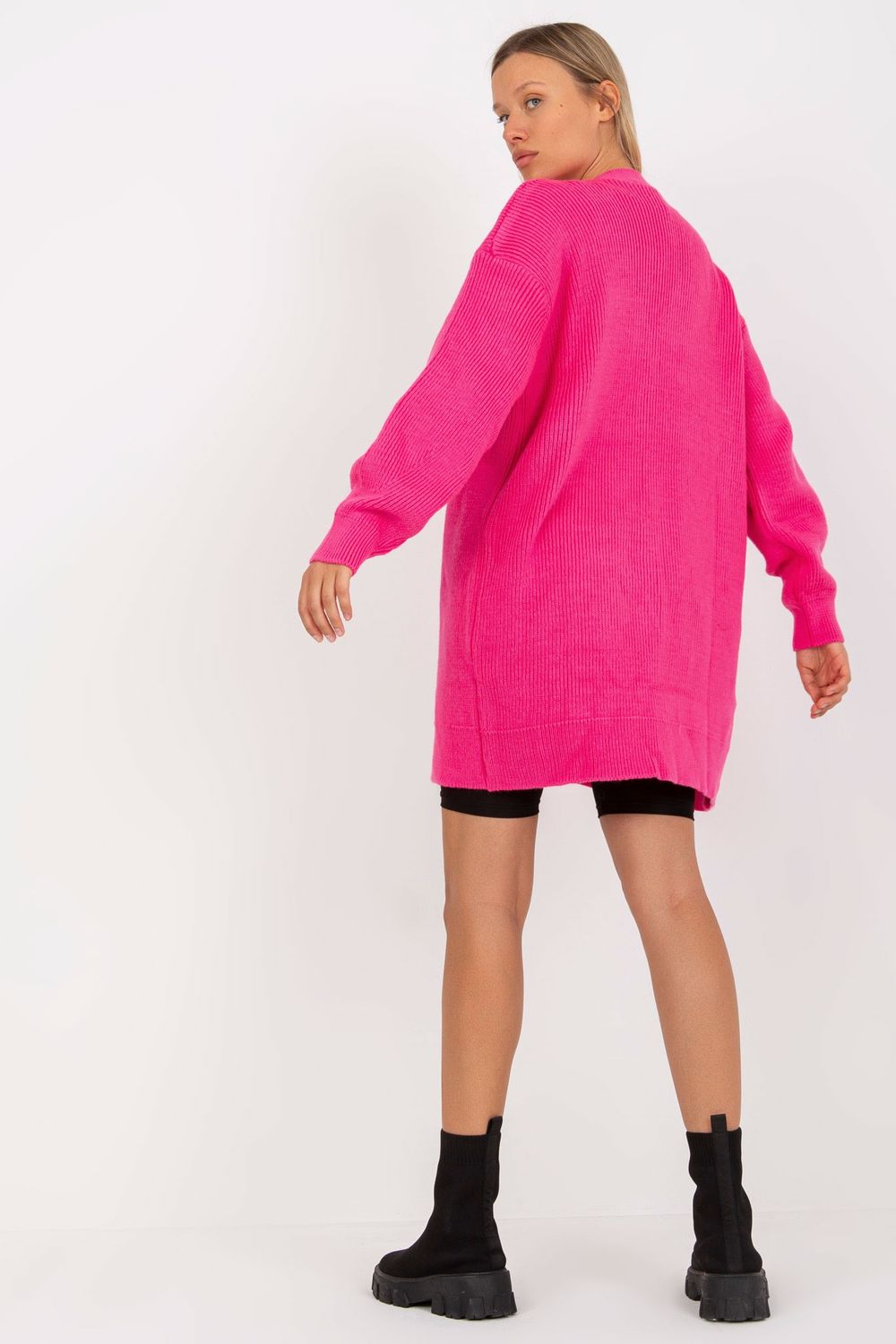 Sweter Kardigan Model LC-SW-0267.06X Fluo Pink - Rue Paris - obrazek 4